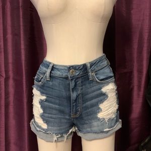 Distressed Jean Stretch Shorts